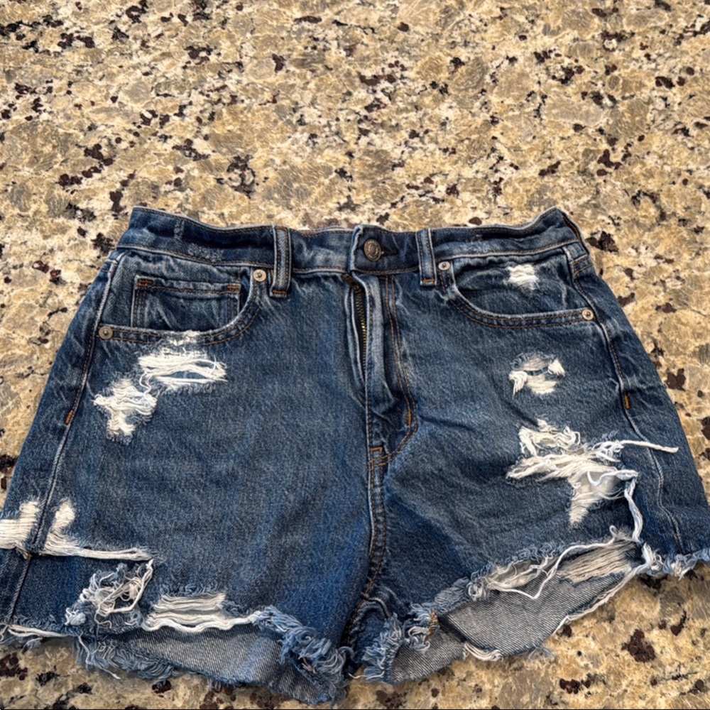 American Eagle Outfitters Blue Distressed Jean Shorts